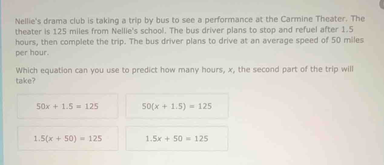 nellies drama club is taking a trip by bus to see a performance at the …