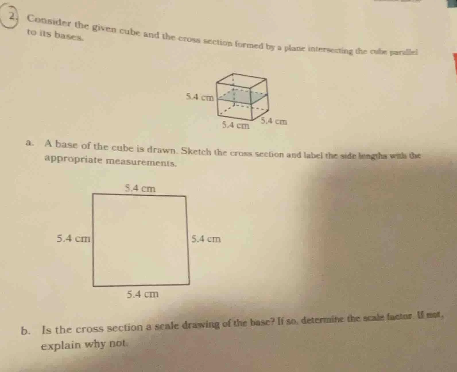 2. consider the given cube and the cross section formed by a plane inte…