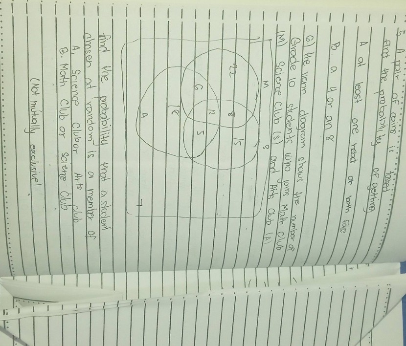5. a fair of coins is tossed. find the probability of getting a. at lea…