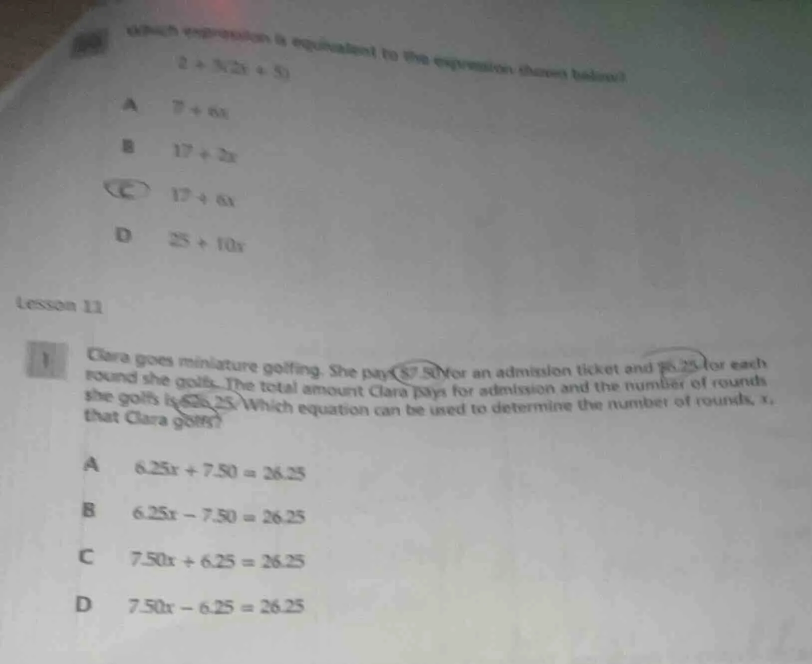 which expression is equivalent to the expression (shown below) (2 + 3(2…