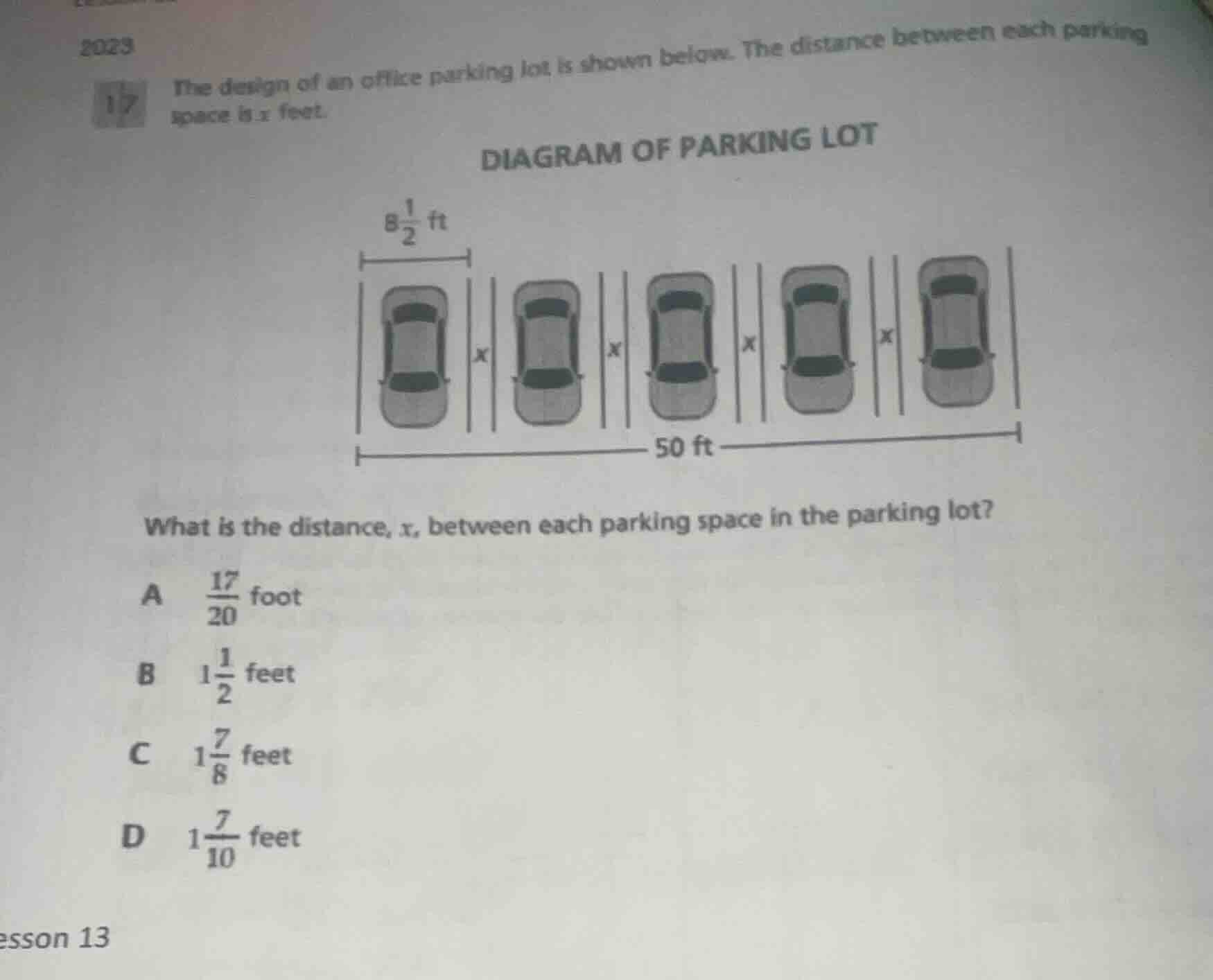 2023 17 the design of an office parking lot is shown below. the distanc…
