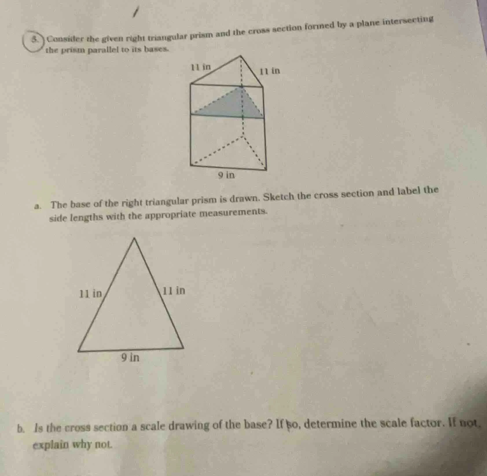 3. consider the given right triangular prism and the cross section form…
