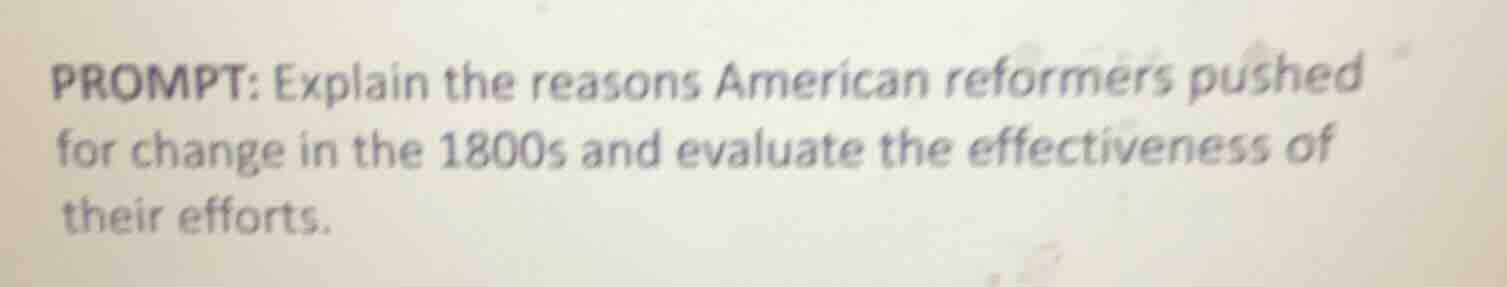 prompt: explain the reasons american reformers pushed for change in the…