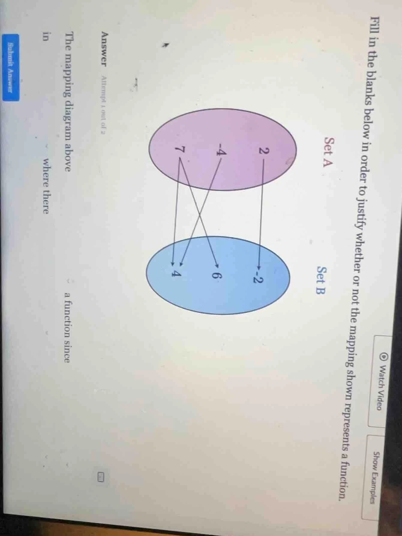 fill in the blanks below in order to justify whether or not the mapping…