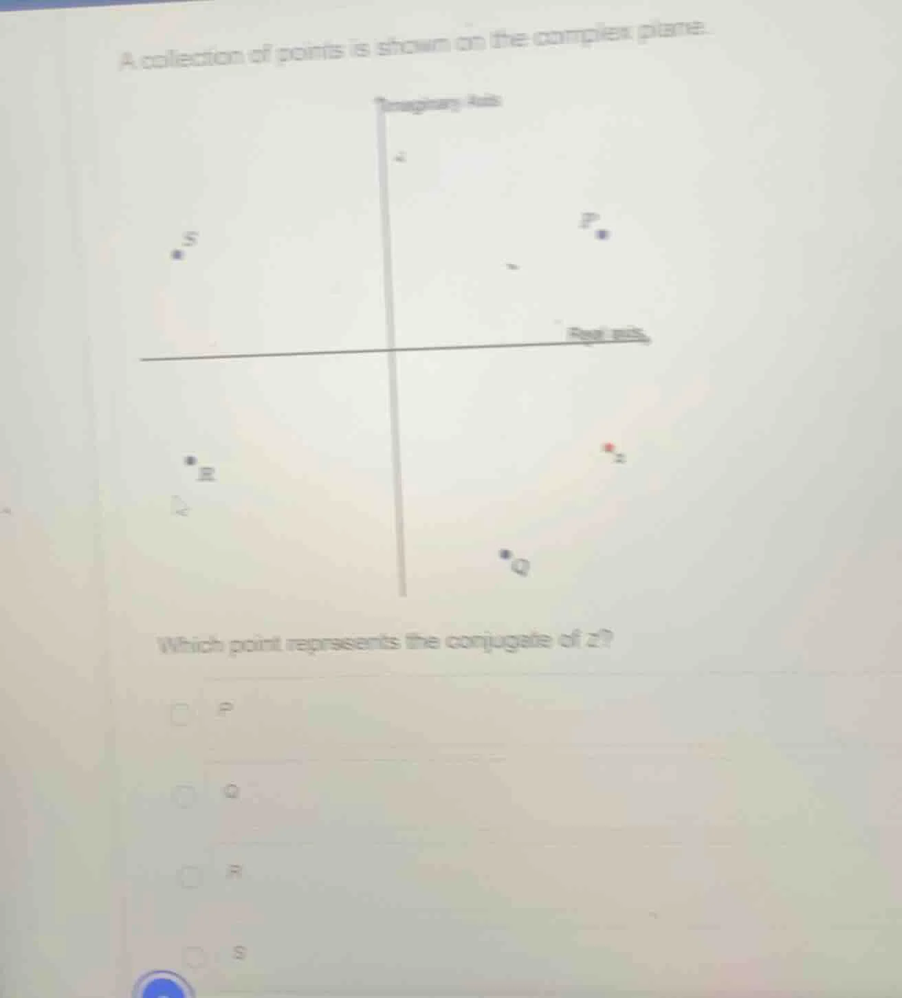 a collection of points is shown on the complex plane. which point repre…