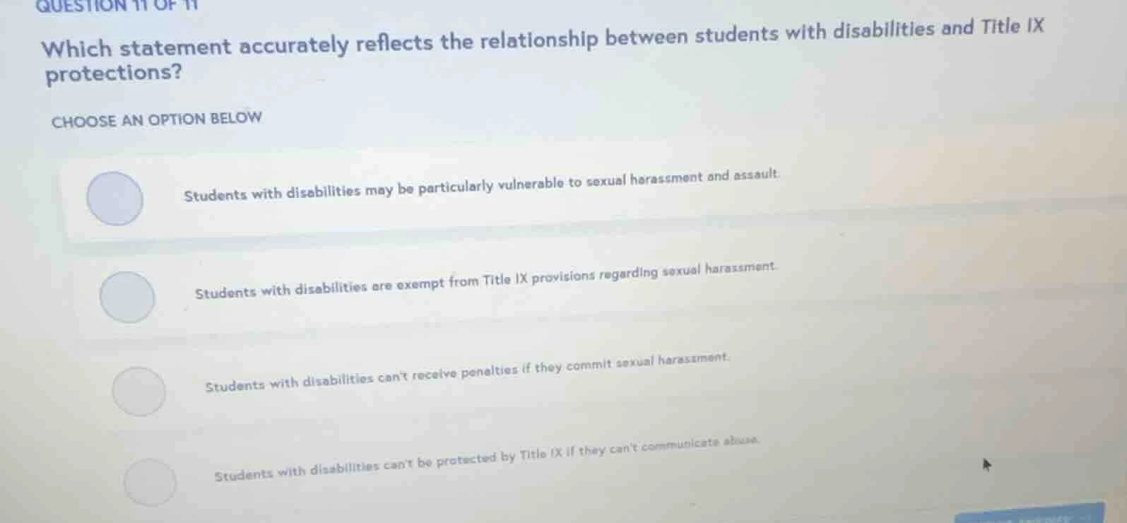 question 11 of 11 which statement accurately reflects the relationship …