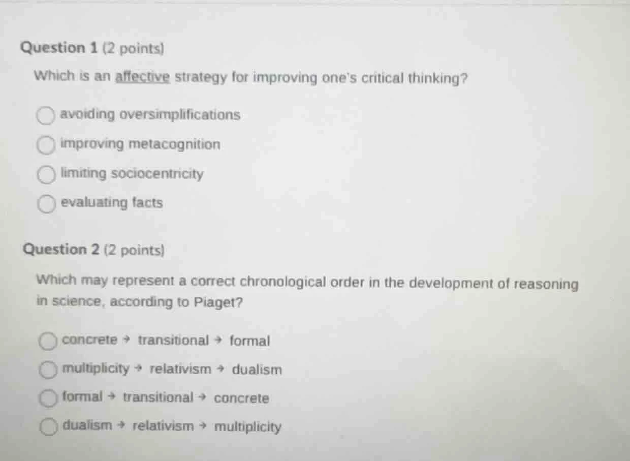 question 1 (2 points) which is an affective strategy for improving one’…