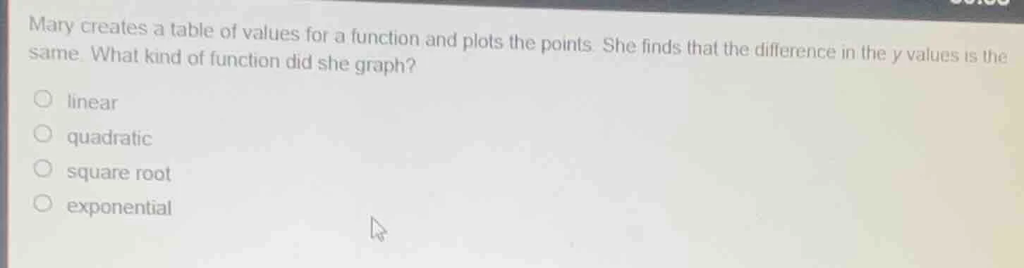 mary creates a table of values for a function and plots the points. she…