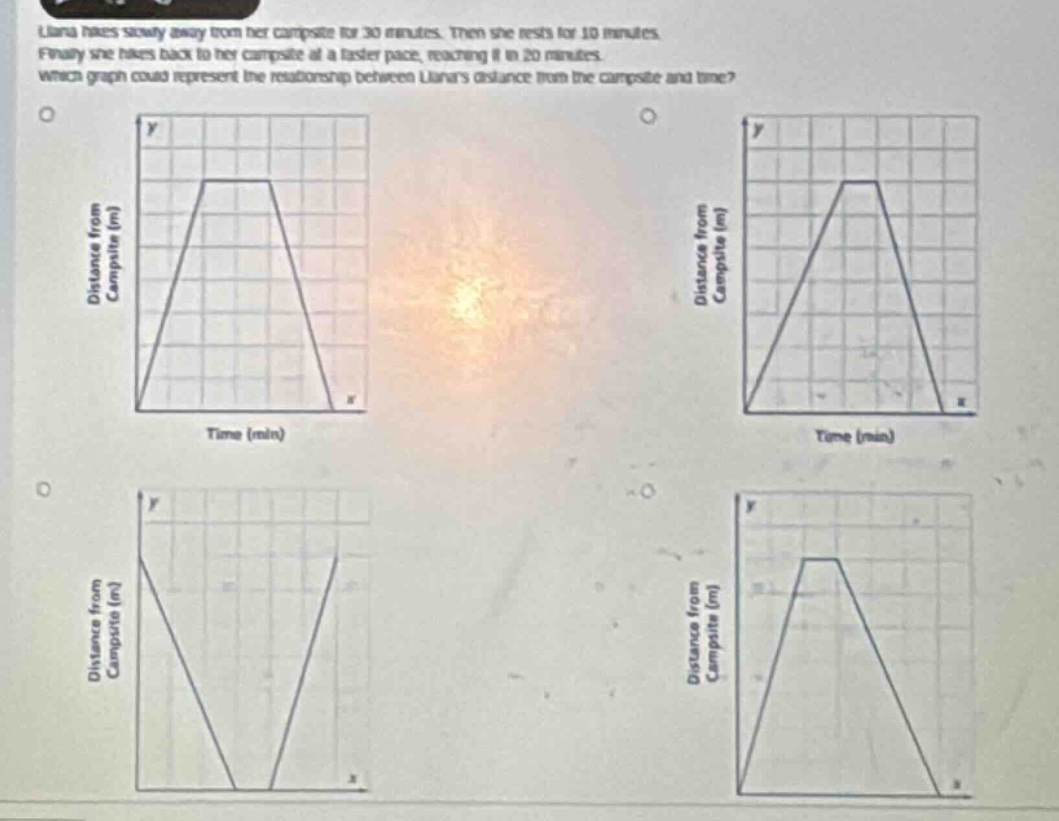 liana hikes slowly away from her campsite for 30 minutes. then she rest…