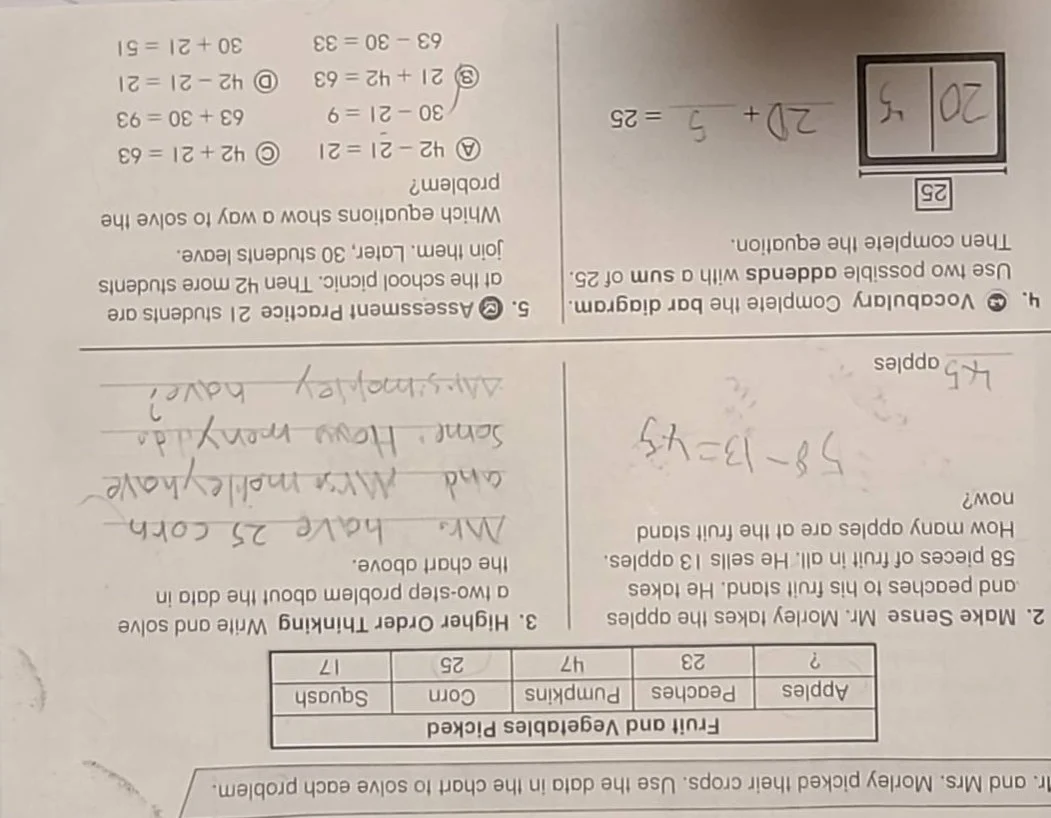 mr. and mrs. motley picked their crops. use the data in the chart to so…
