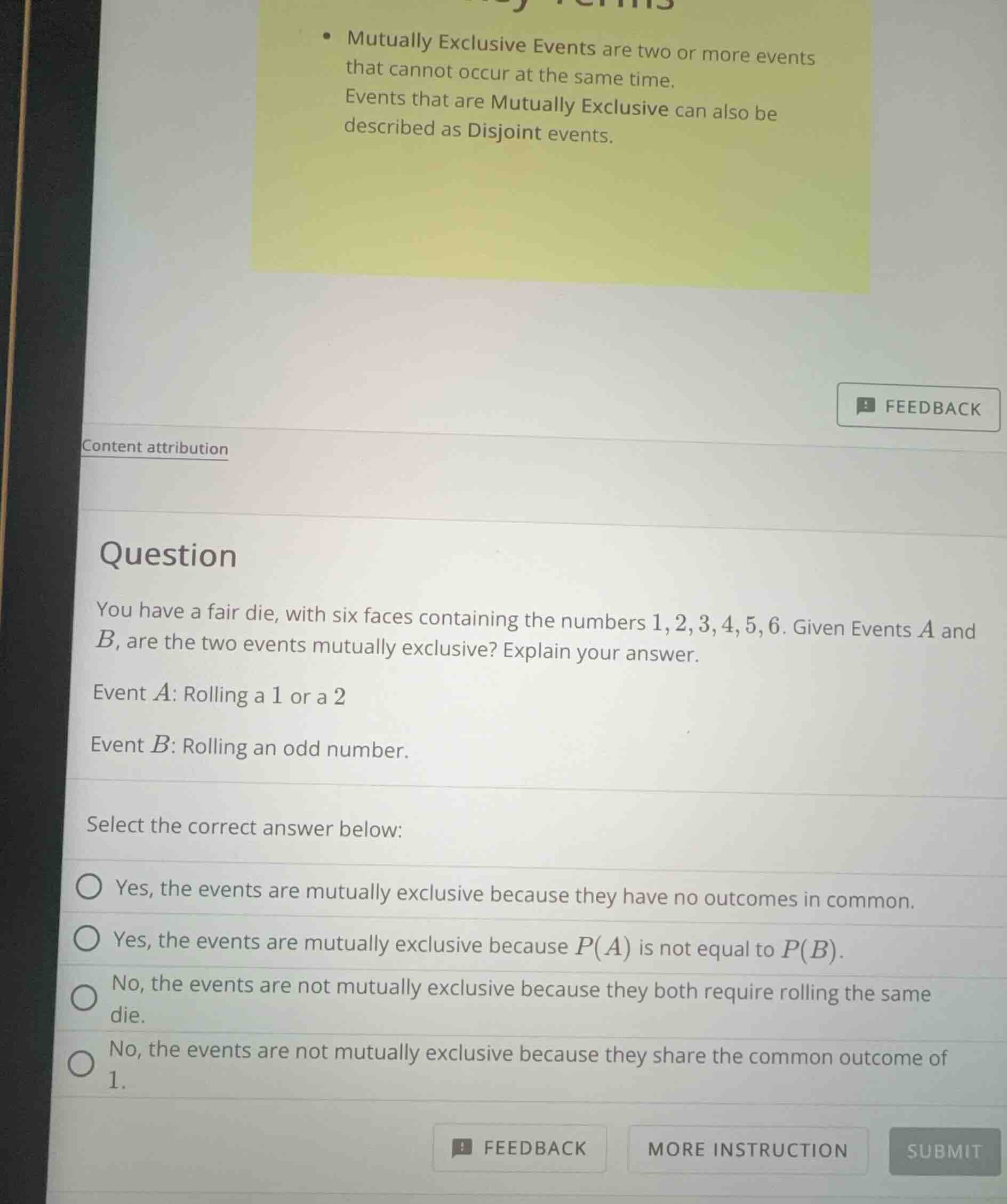 question you have a fair die, with six faces containing the numbers 1,2…