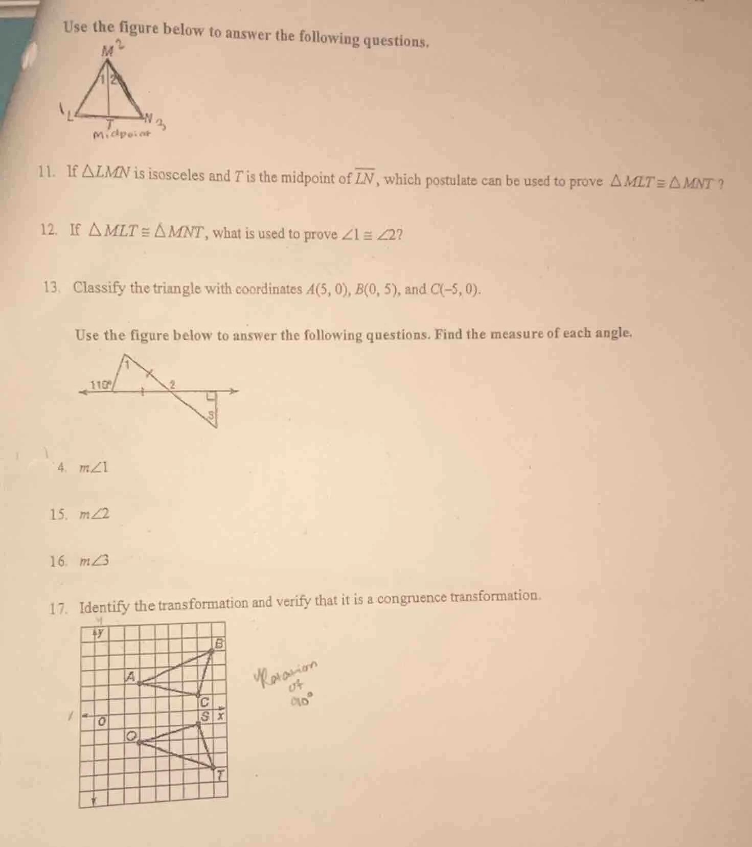 use the figure below to answer the following questions. 11. if $\\trian…