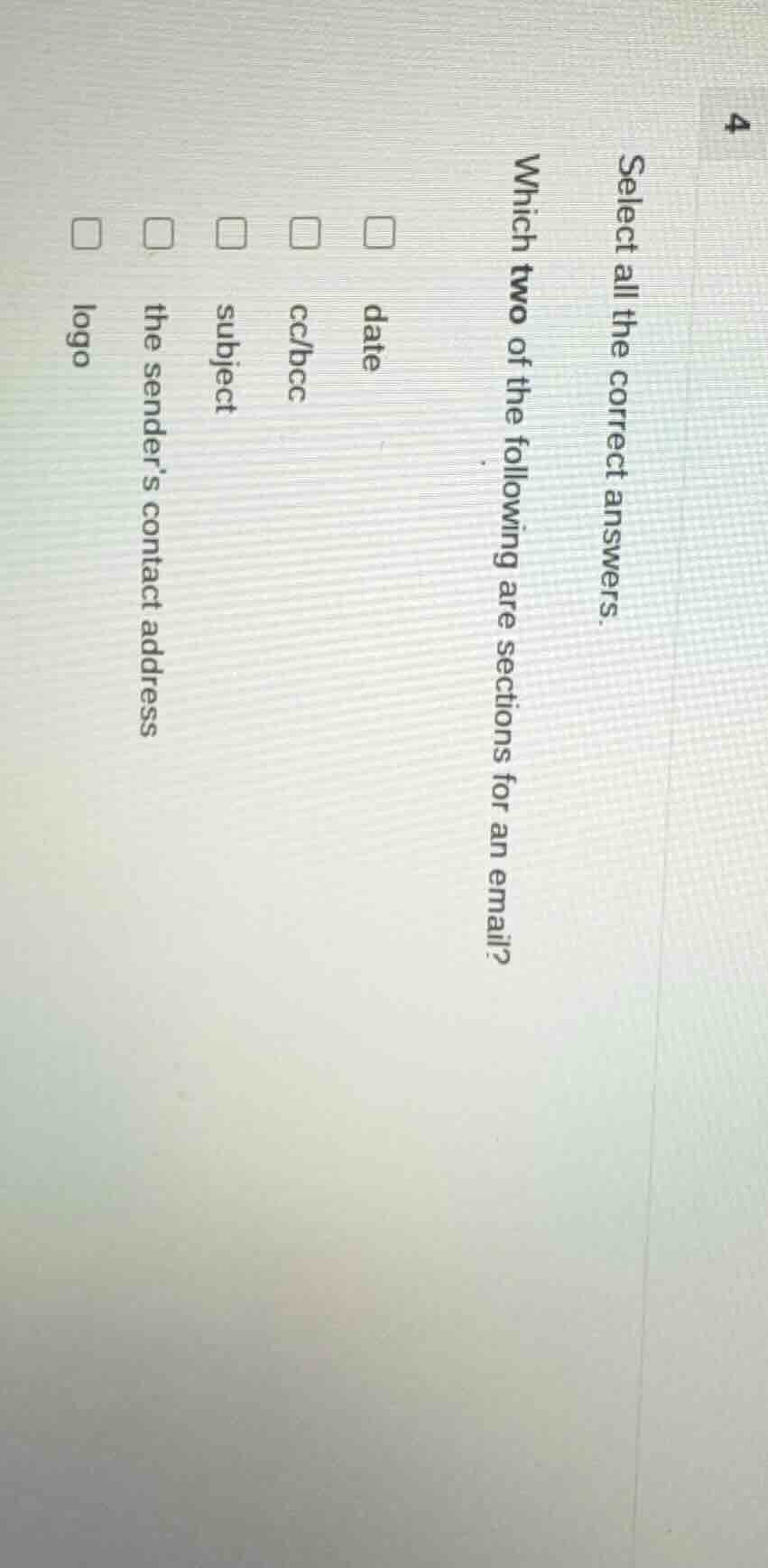 select all the correct answers. which two of the following are sections…