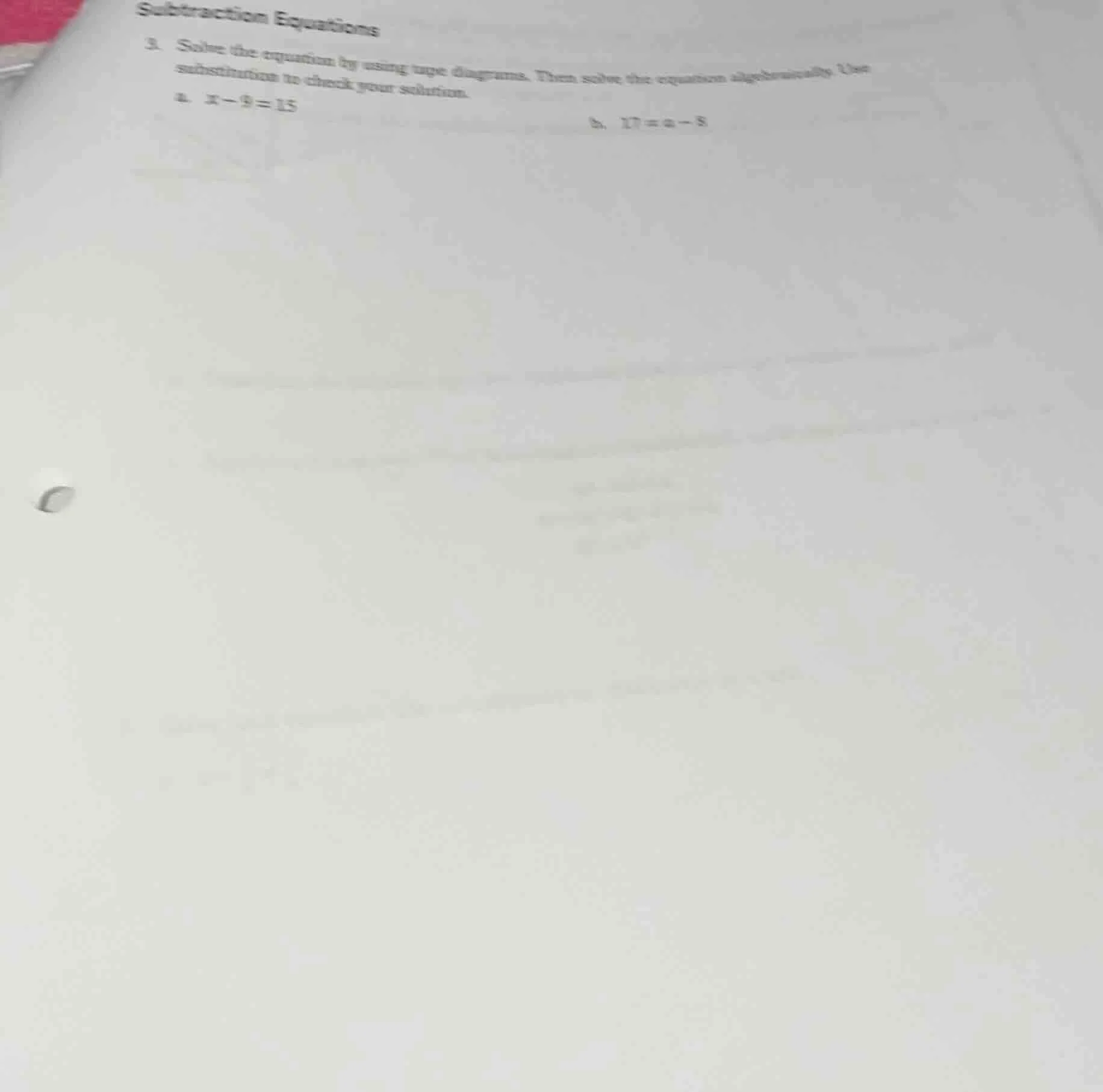 subtraction equations 3. solve the equation by using tape diagrams. the…