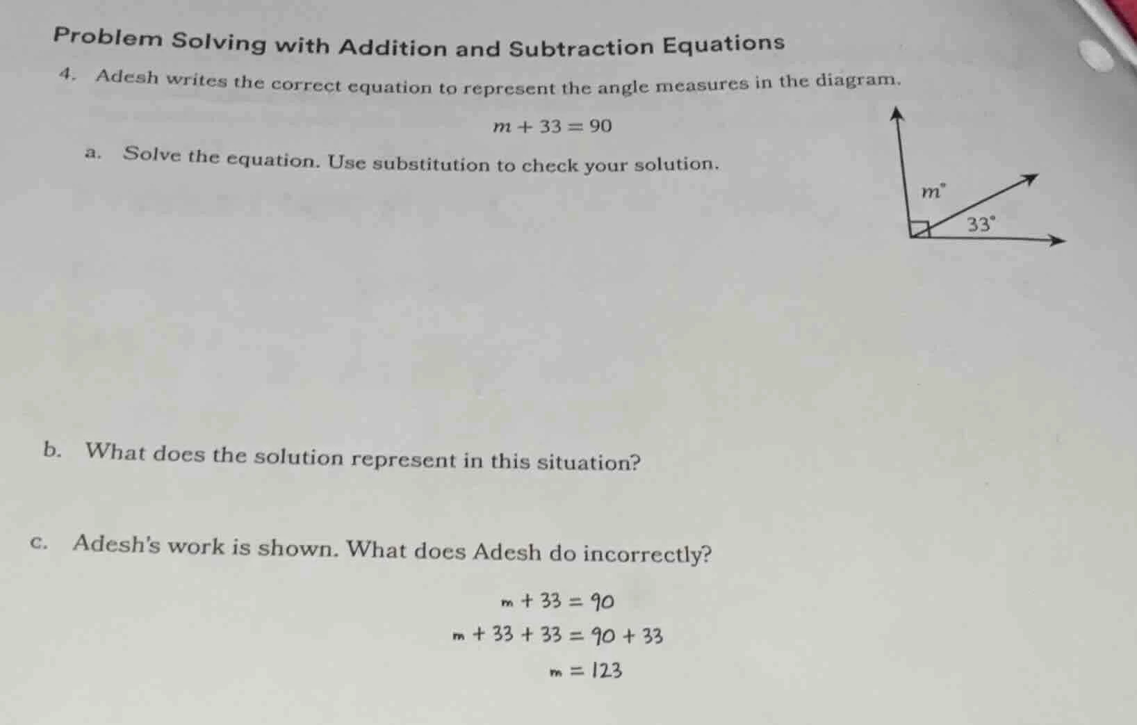 problem solving with addition and subtraction equations 4. adesh writes…