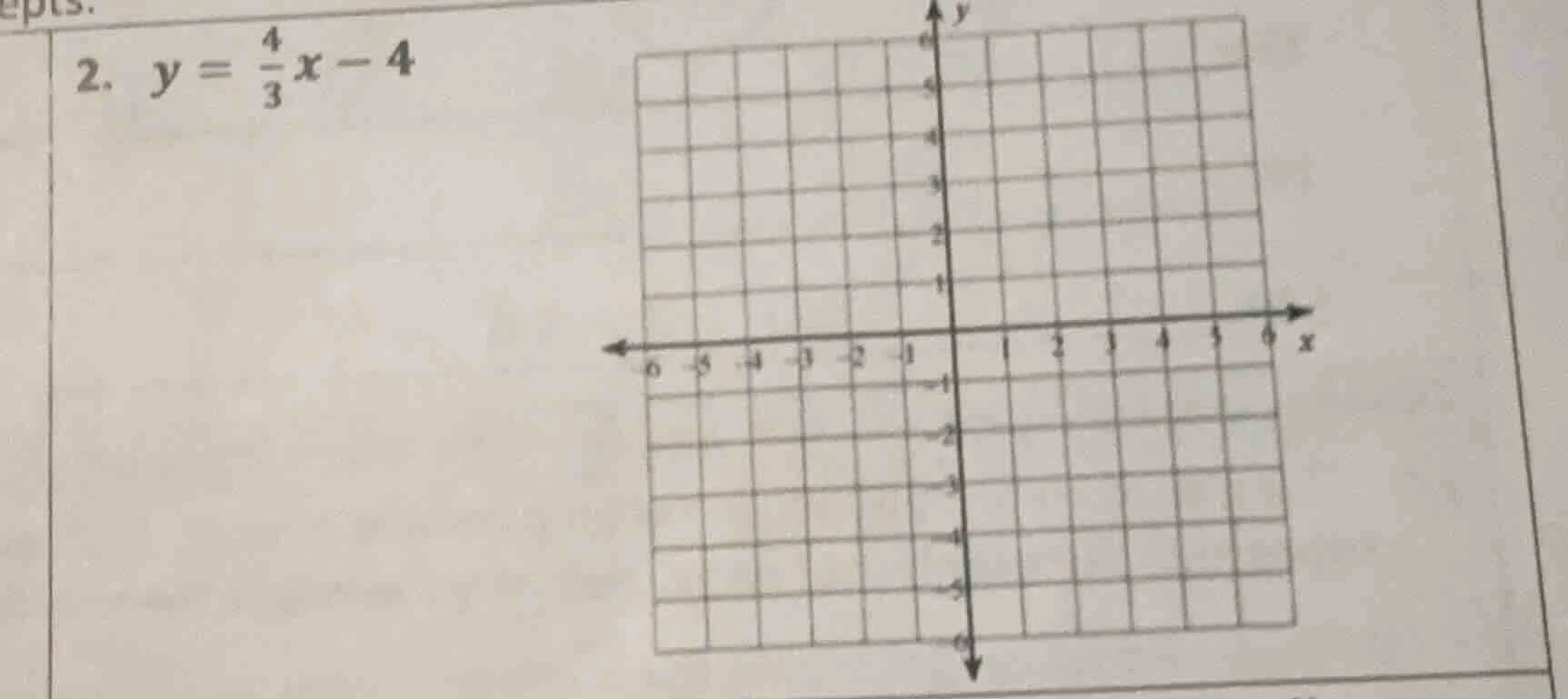 2. $y = \\frac{4}{3}x - 4$