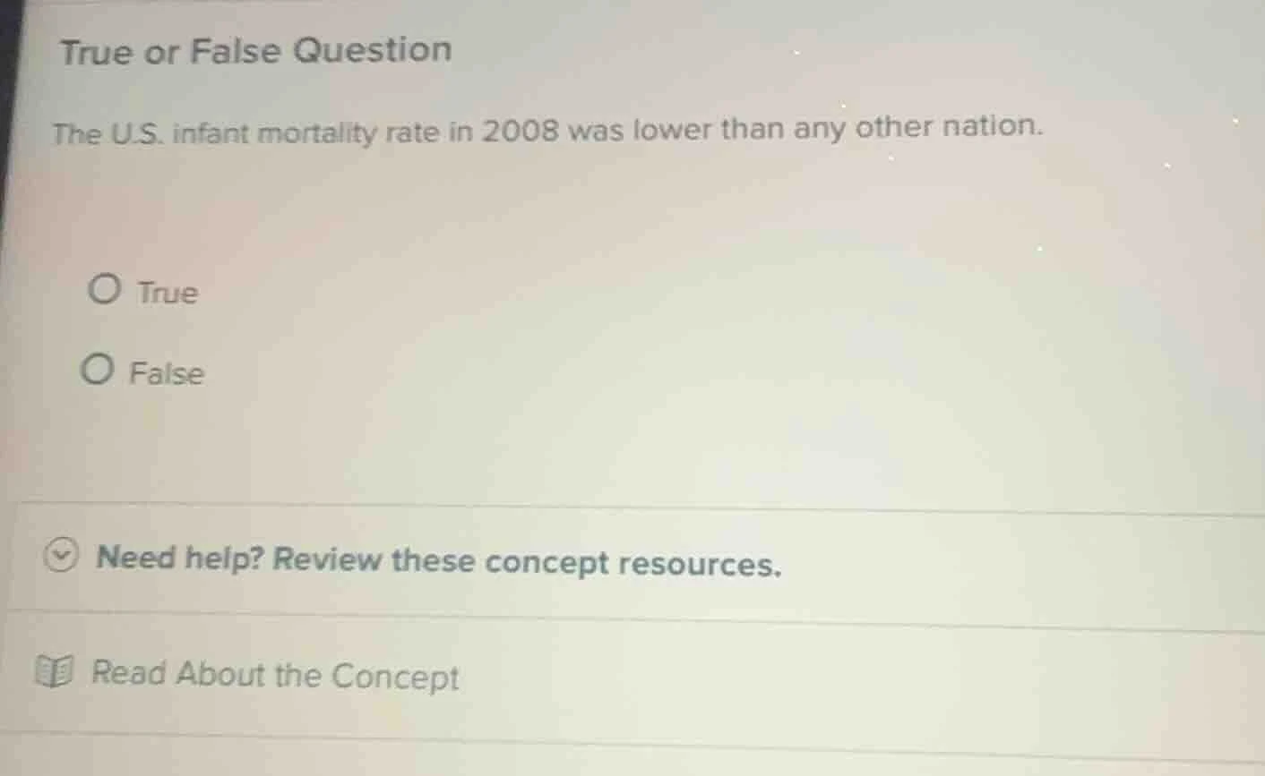 true or false question the u.s. infant mortality rate in 2008 was lower…