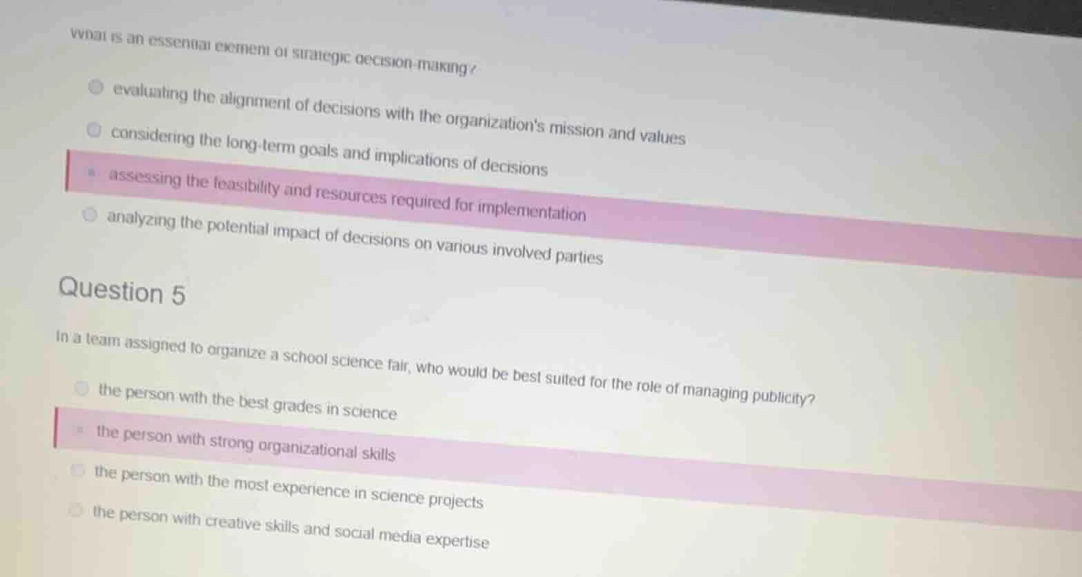 what is an essential element of strategic decision - making? evaluating…