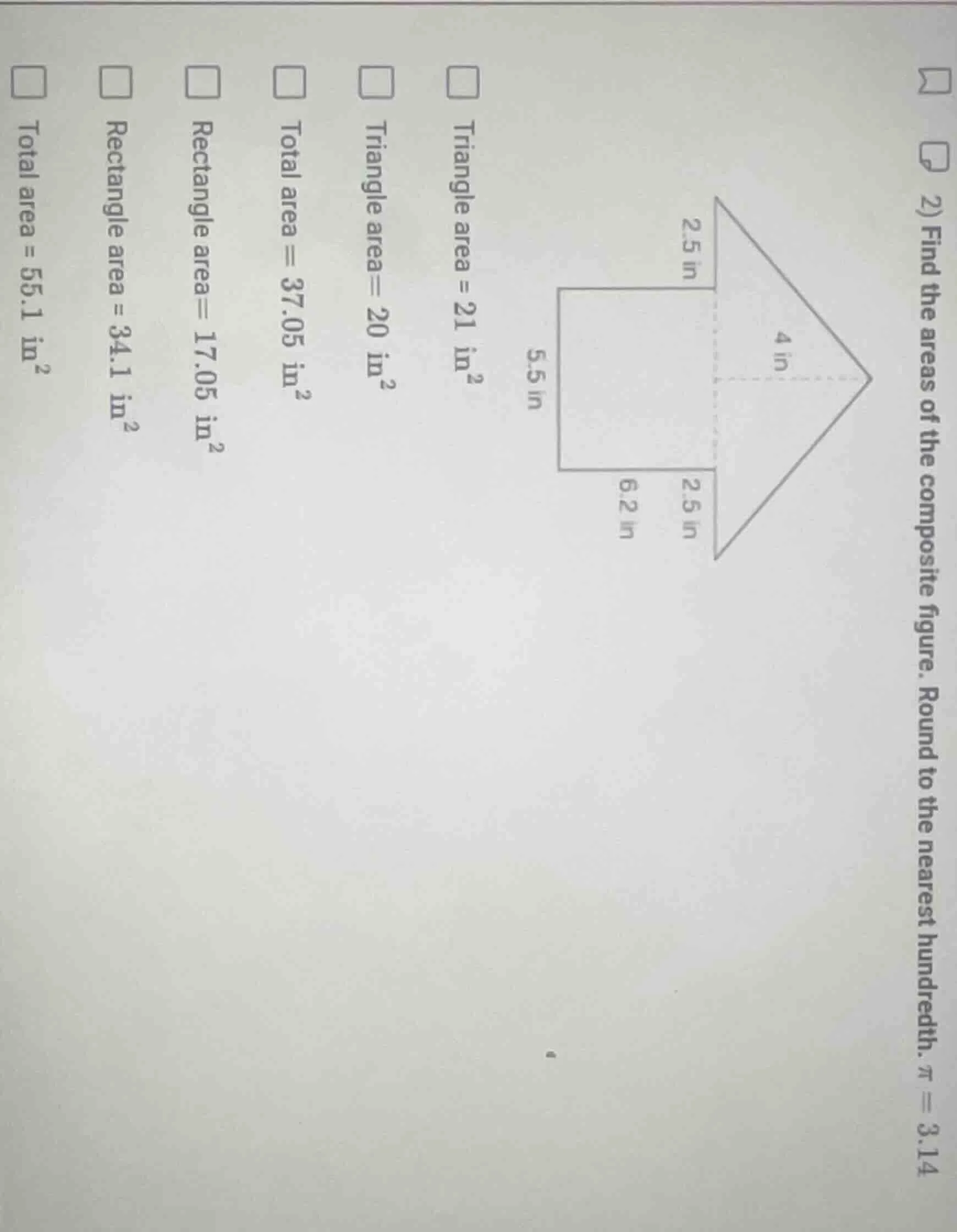 2) find the areas of the composite figure. round to the nearest hundred…