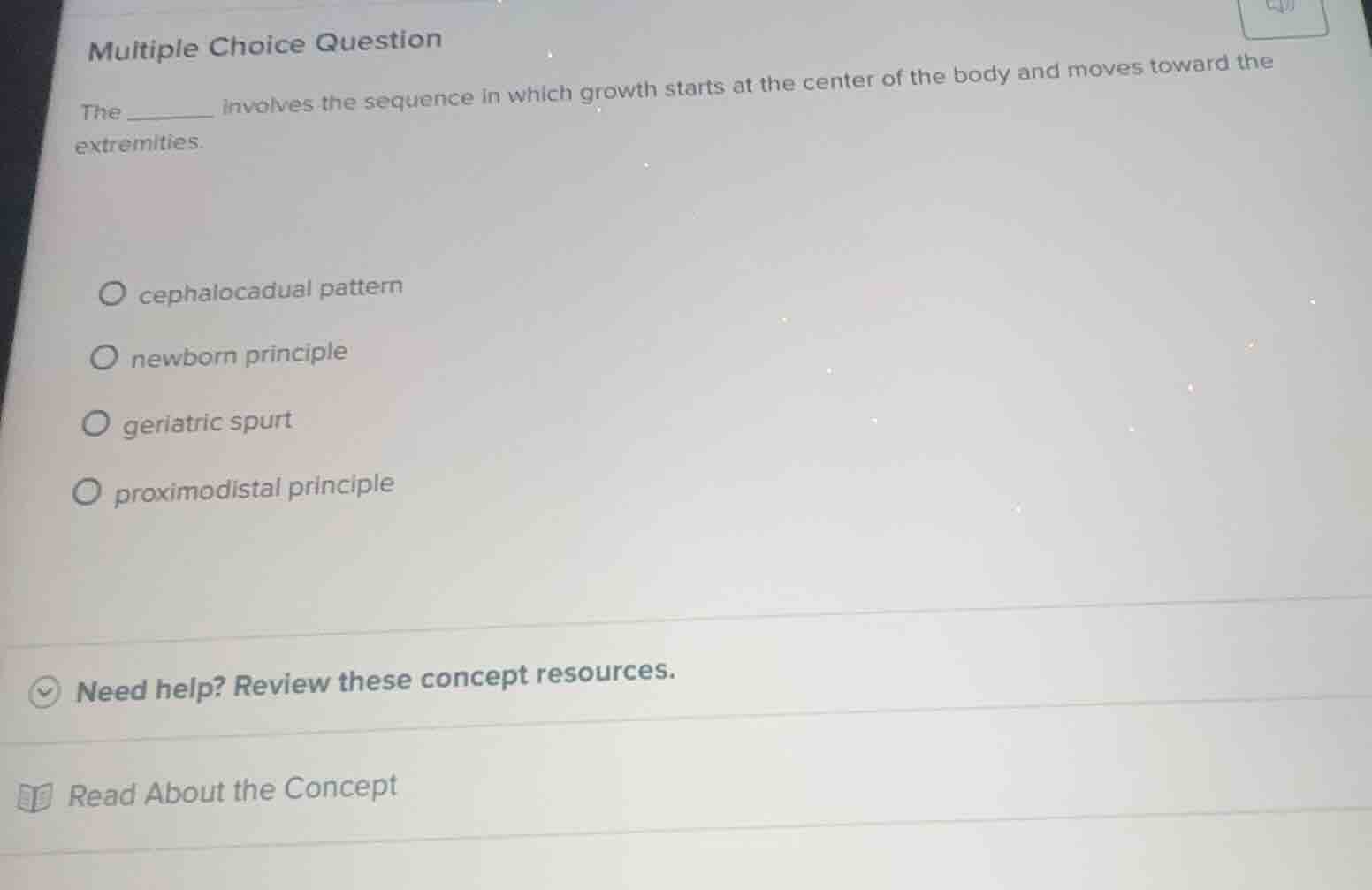 multiple choice question the ______ involves the sequence in which grow…