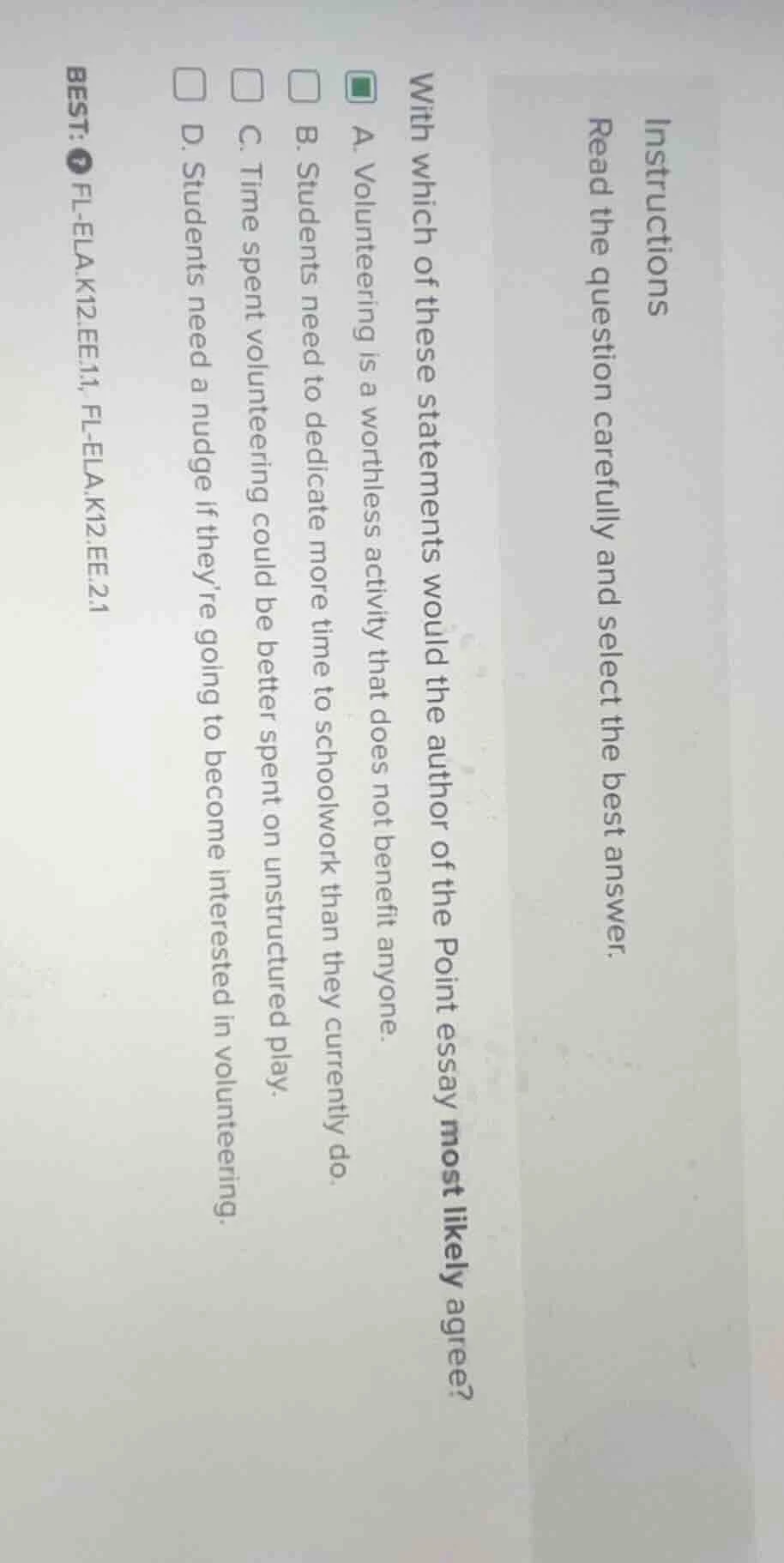 instructions read the question carefully and select the best answer. wi…