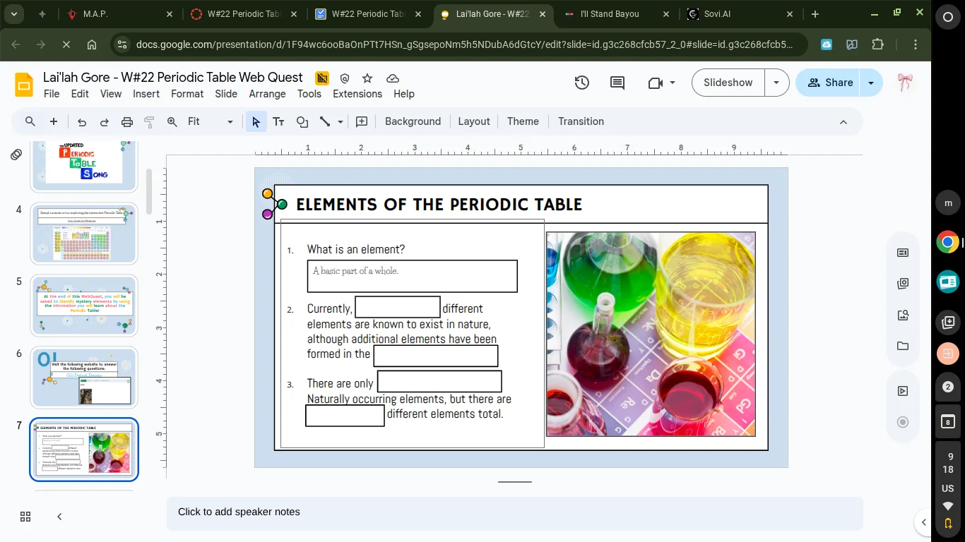 elements of the periodic table 1. what is an element? a basic part of a…