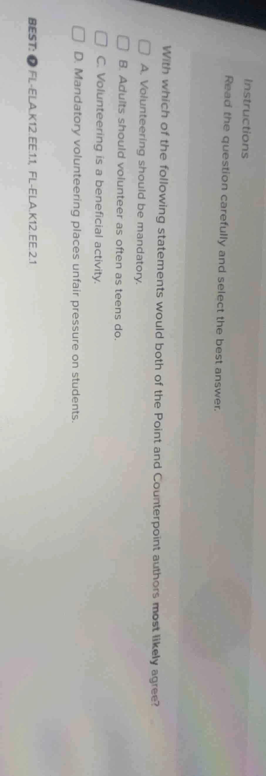 instructions read the question carefully and select the best answer. wi…