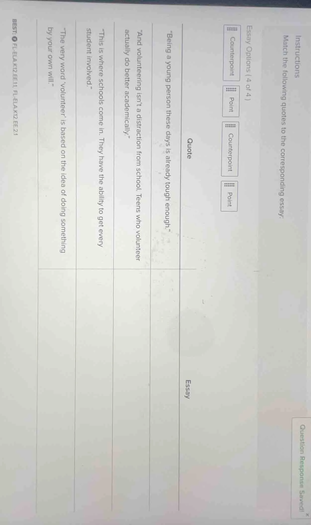 instructions match the following quotes to the corresponding essay: ess…