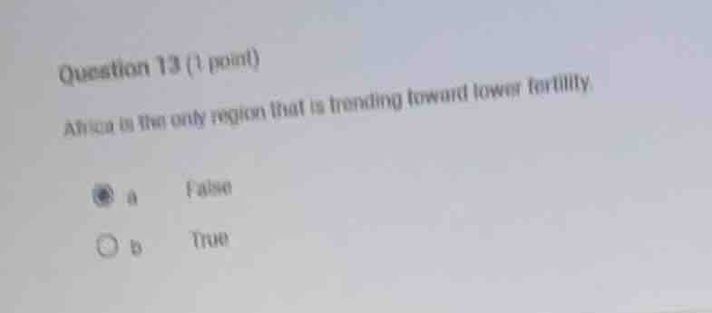 question 13 (1 point) africa is the only region that is trending toward…