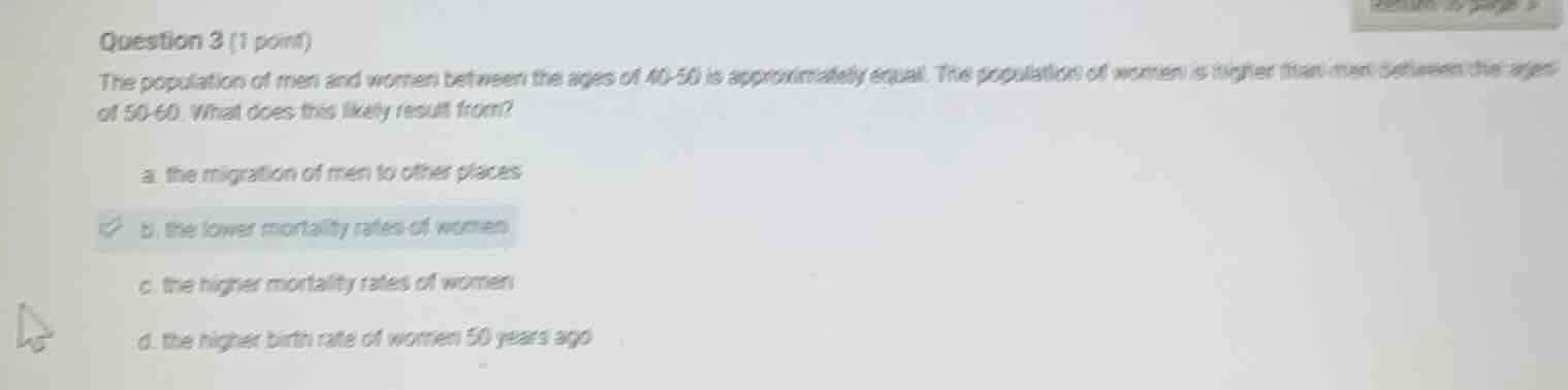 question 3 (1 point) the population of men and women between the ages o…