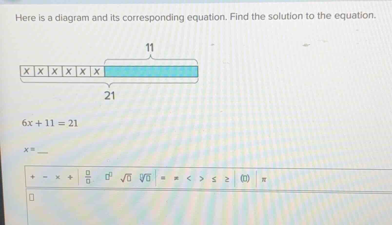 here is a diagram and its corresponding equation. find the solution to …