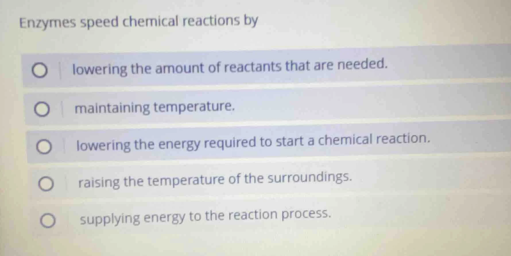 enzymes speed chemical reactions by lowering the amount of reactants th…