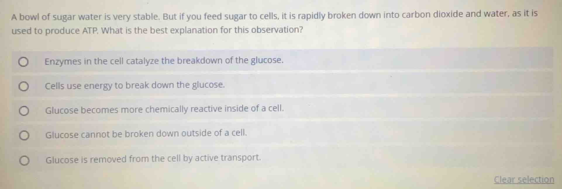 a bowl of sugar water is very stable. but if you feed sugar to cells, i…
