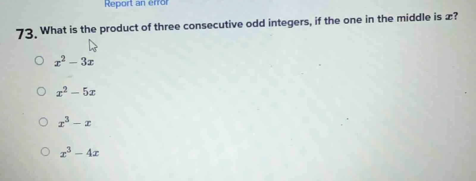 73. what is the product of three consecutive odd integers, if the one i…