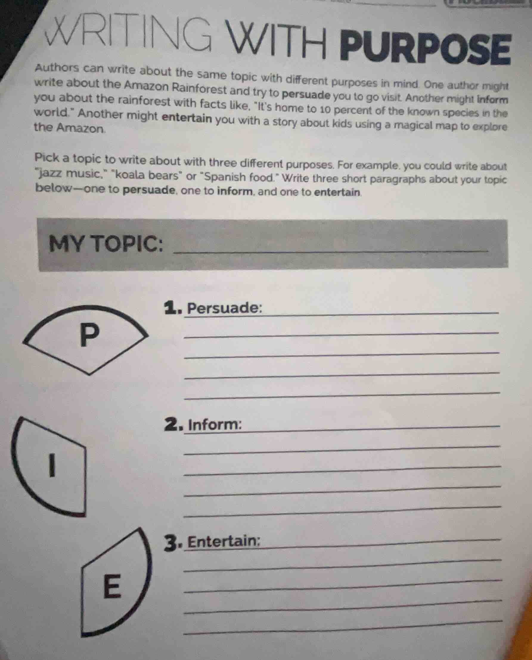 writing with purpose authors can write about the same topic with differ…