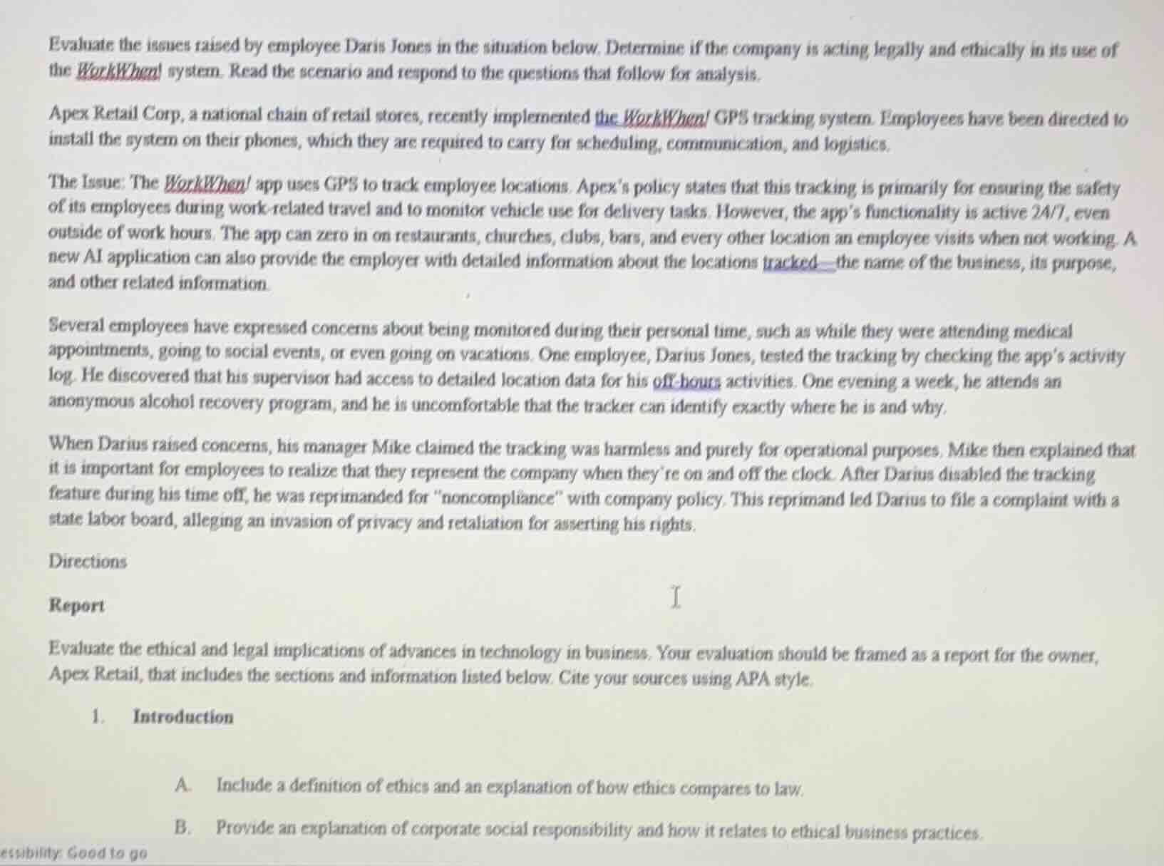 evaluate the issues raised by employee daris jones in the situation bel…