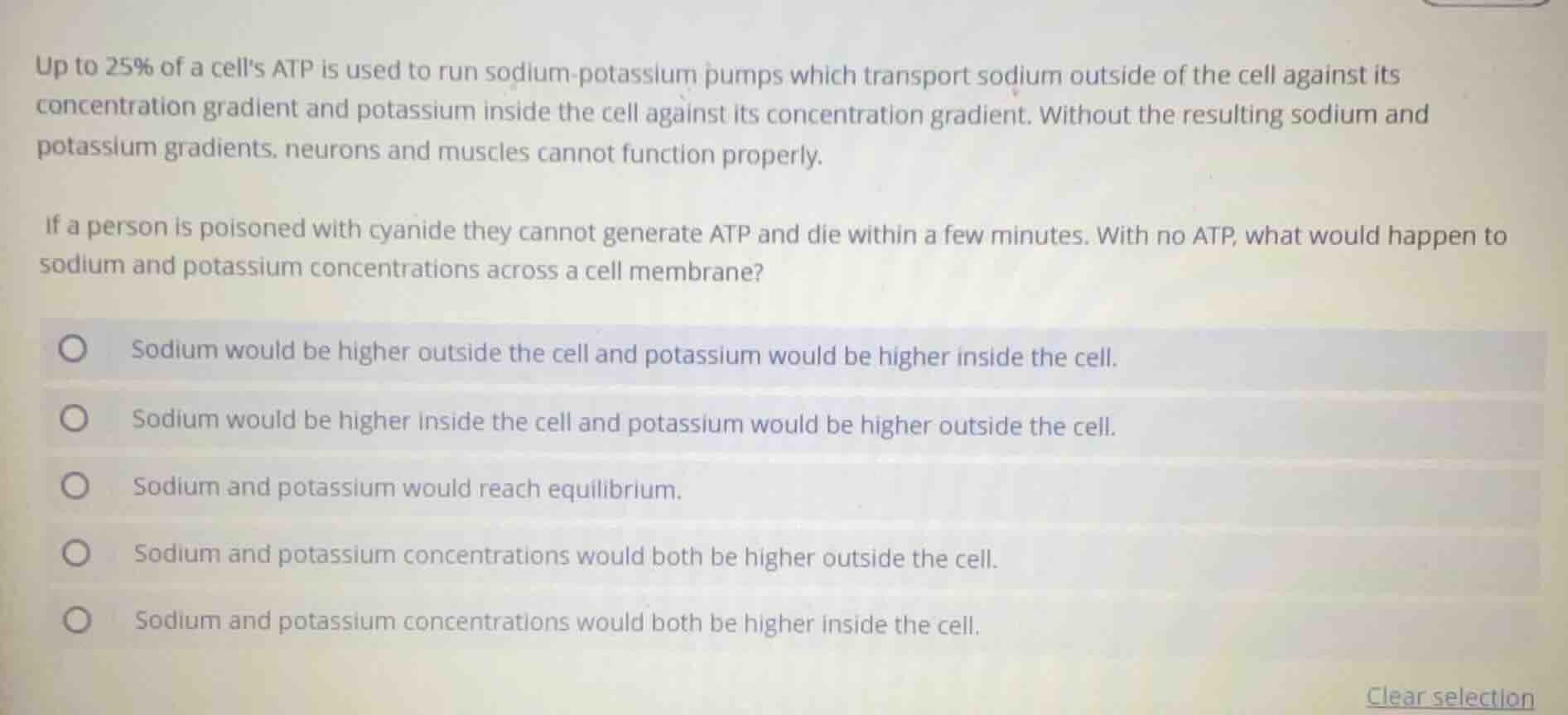 up to 25% of a cells atp is used to run sodium - potassium pumps which …