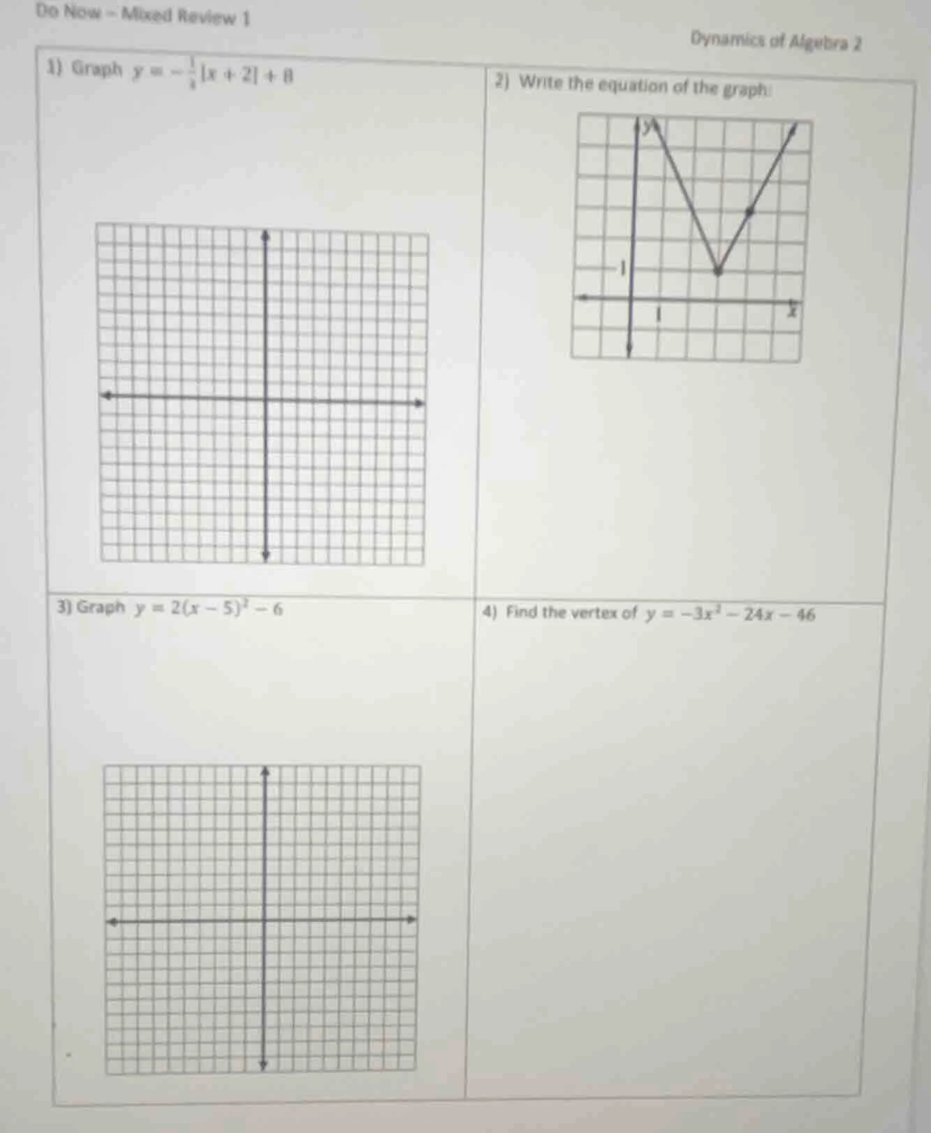 do now - mixed review 1 dynamics of algebra 2 1) graph $y = -\\frac{1}{…
