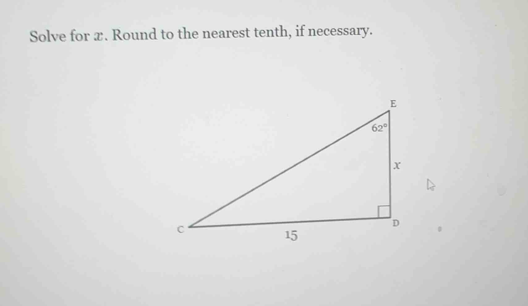 solve for ( x ). round to the nearest tenth, if necessary.