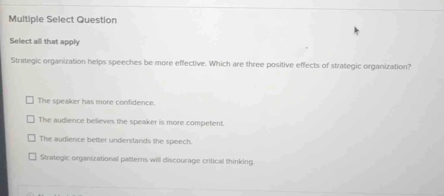 multiple select question select all that apply strategic organization h…