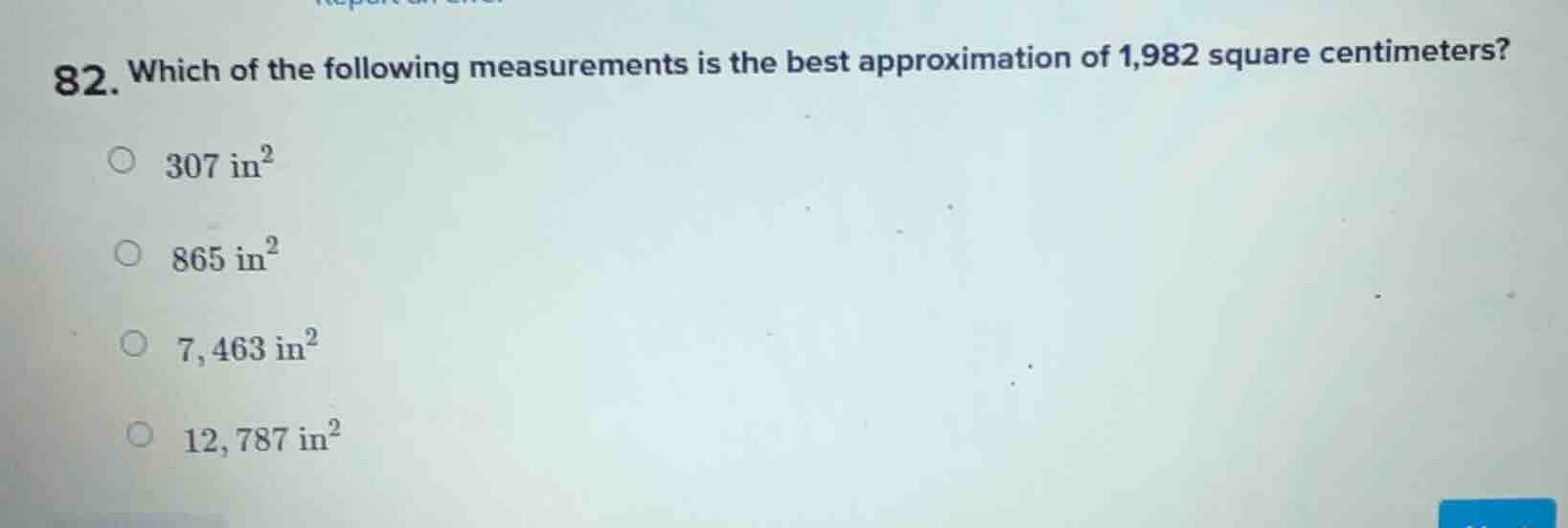 82. which of the following measurements is the best approximation of 1,…