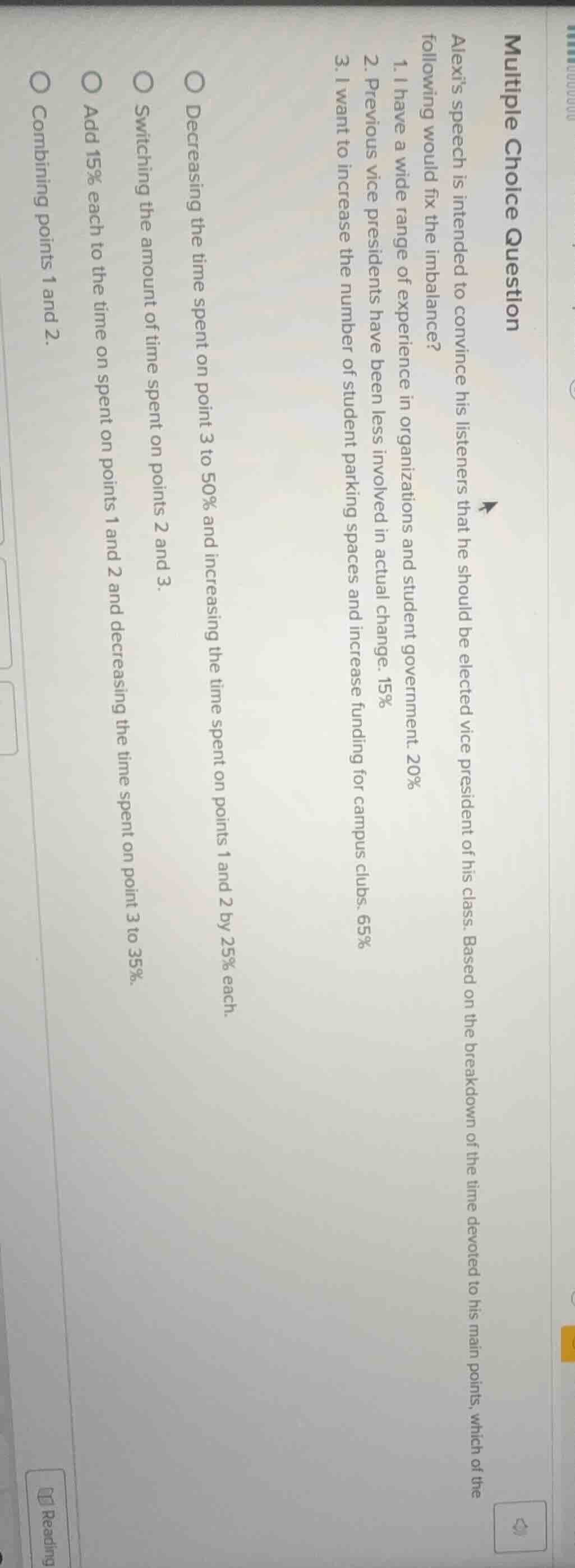 multiple choice question alexi’s speech is intended to convince his lis…