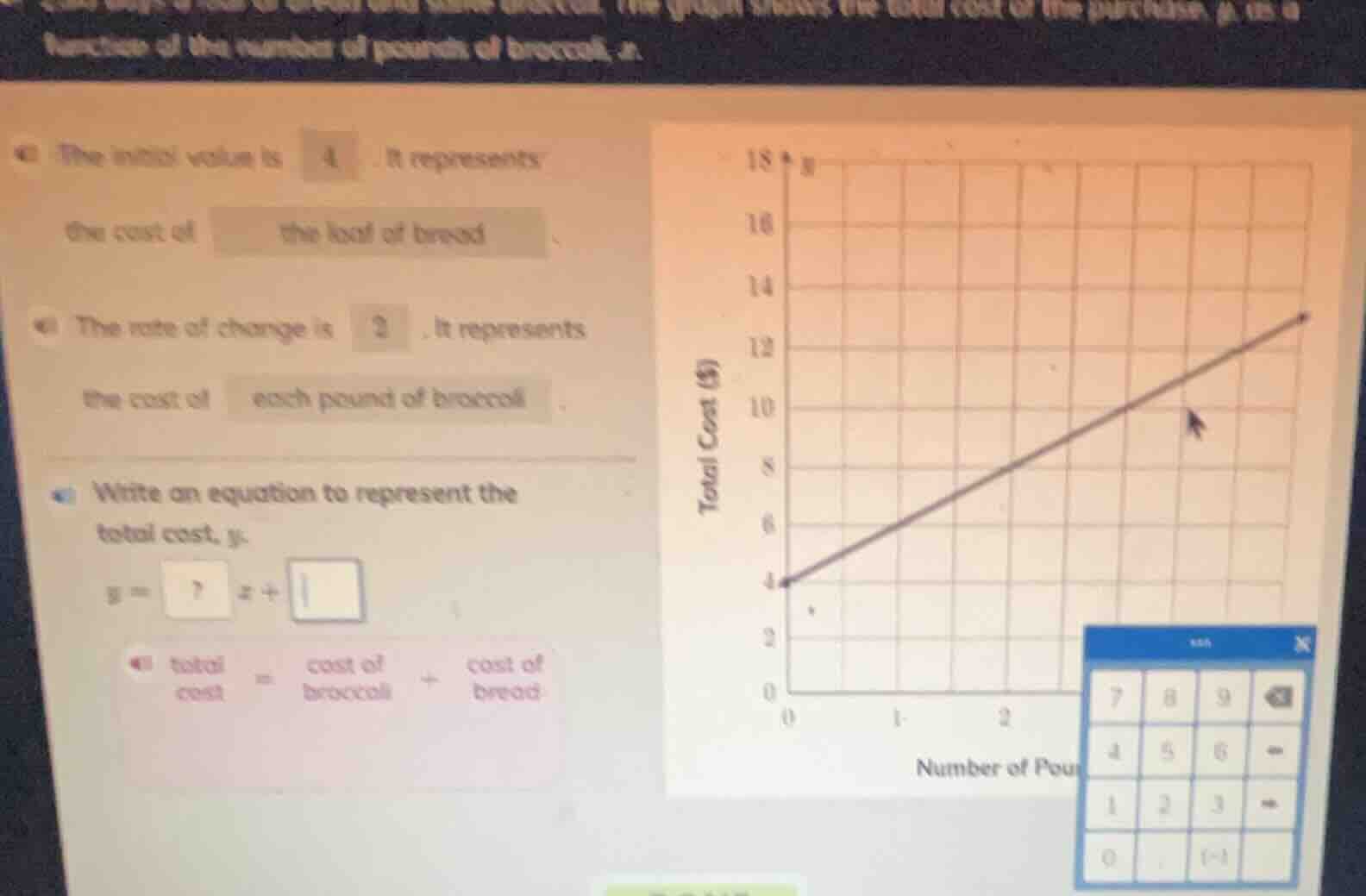 the initial value is 4. it represents the cost of the loaf of bread. th…