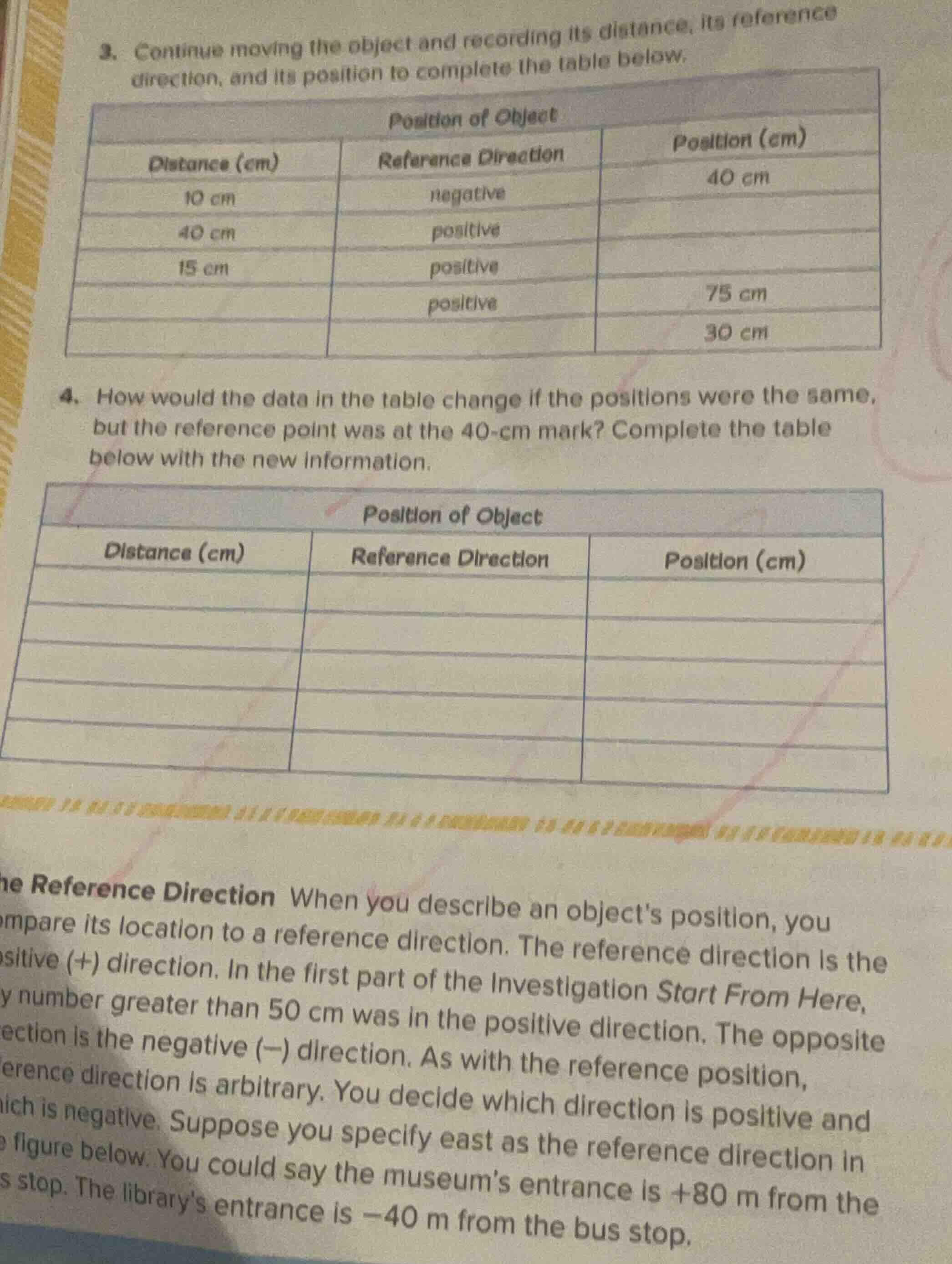 3. continue moving the object and recording its distance, its reference…