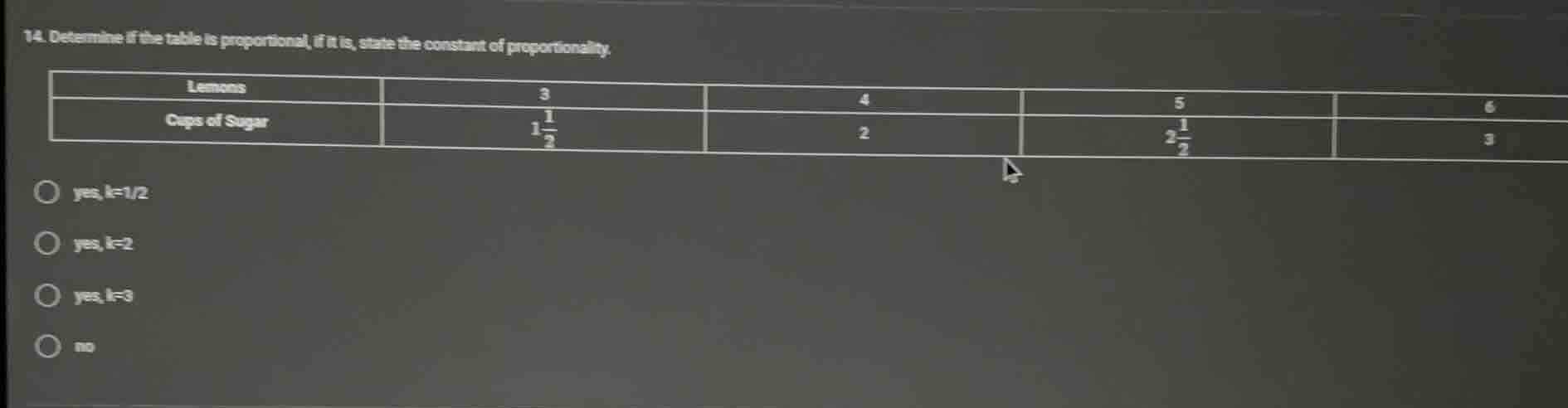 14. determine if the table is proportional, if it is, state the constan…