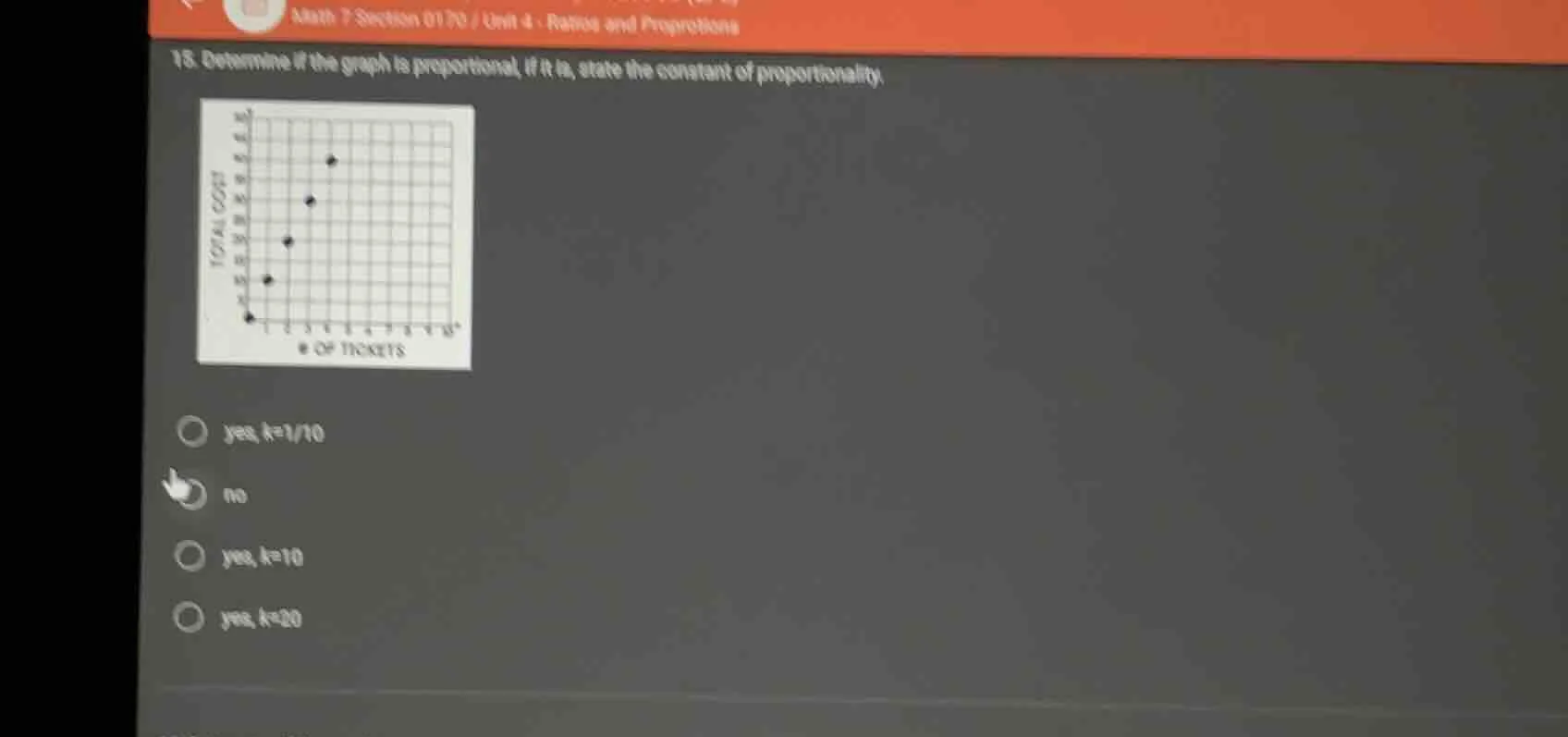 18. determine if the graph is proportional, if it is, state the constan…