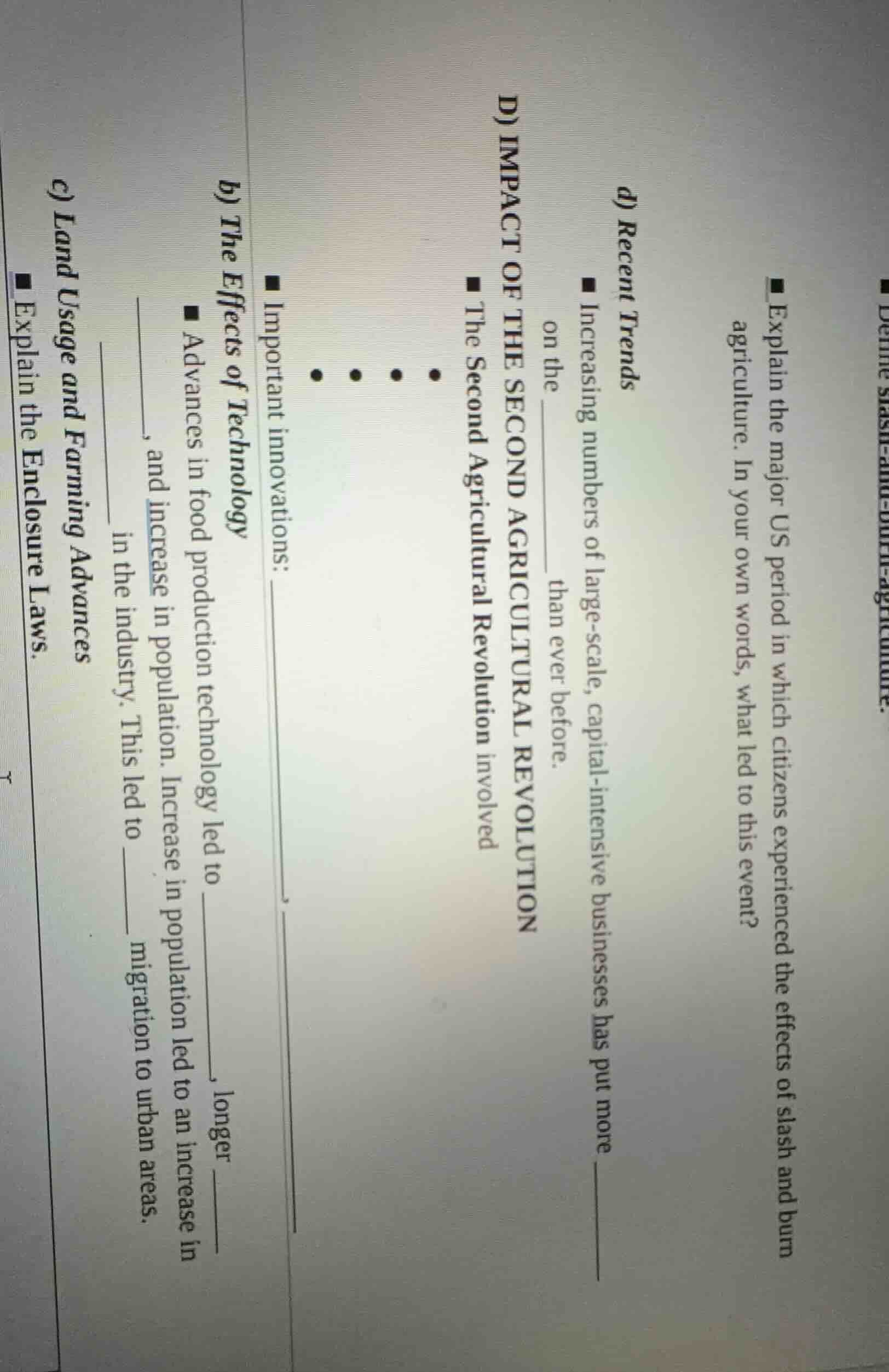 d) impact of the second agricultural revolution - the second agricultur…