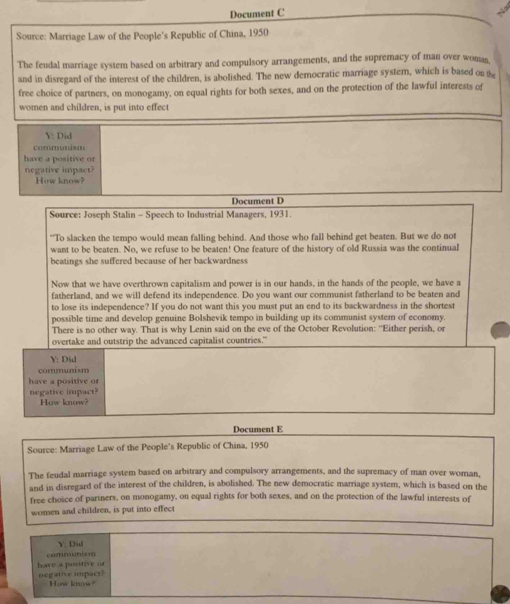 document c source: marriage law of the peoples republic of china, 1950 …