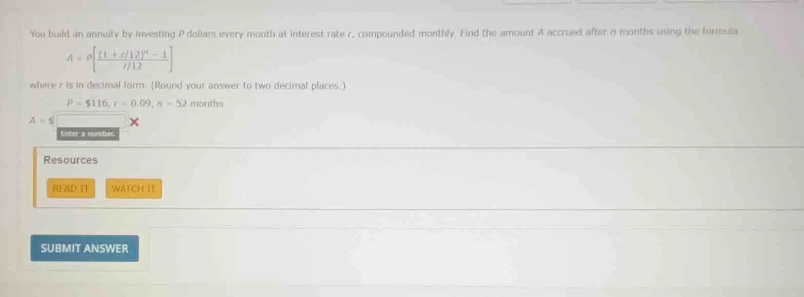 you build an annuity by investing ( p ) dollars every month at interest…