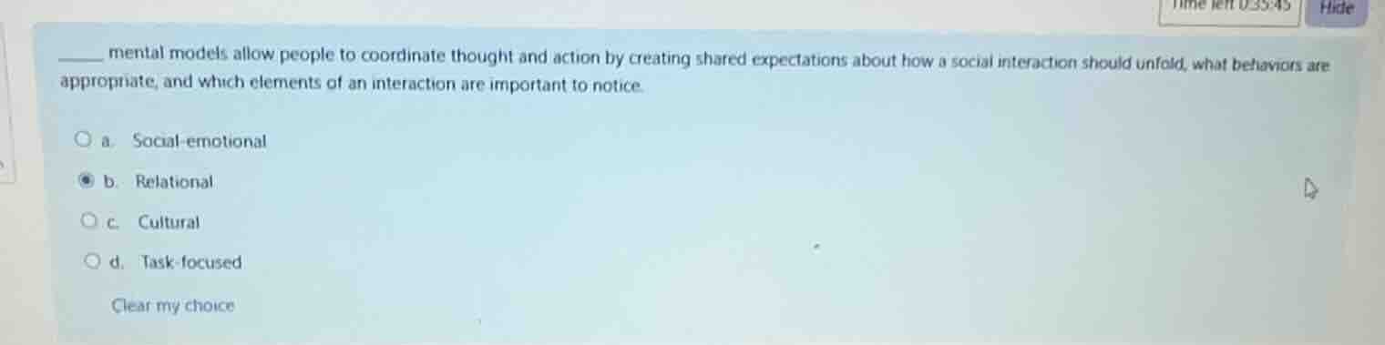 ____ mental models allow people to coordinate thought and action by cre…
